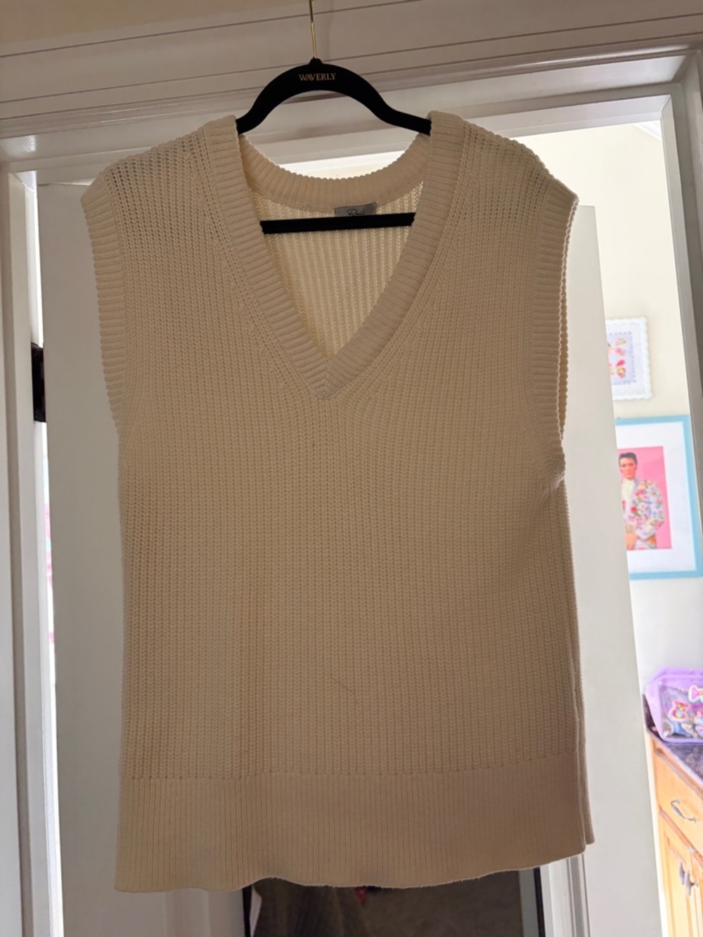 RAILS Cream V-Neck Knit Sweater Vest